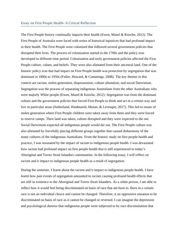 Essay on First People Health- A Critical Reflection_3