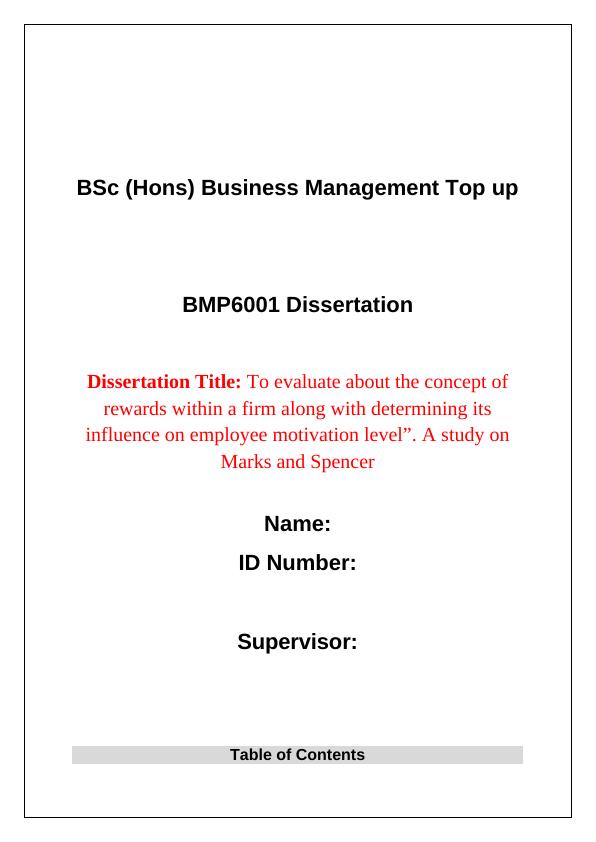 Impact of Rewards on Employee Motivation: A Study on Marks and Spencer_1