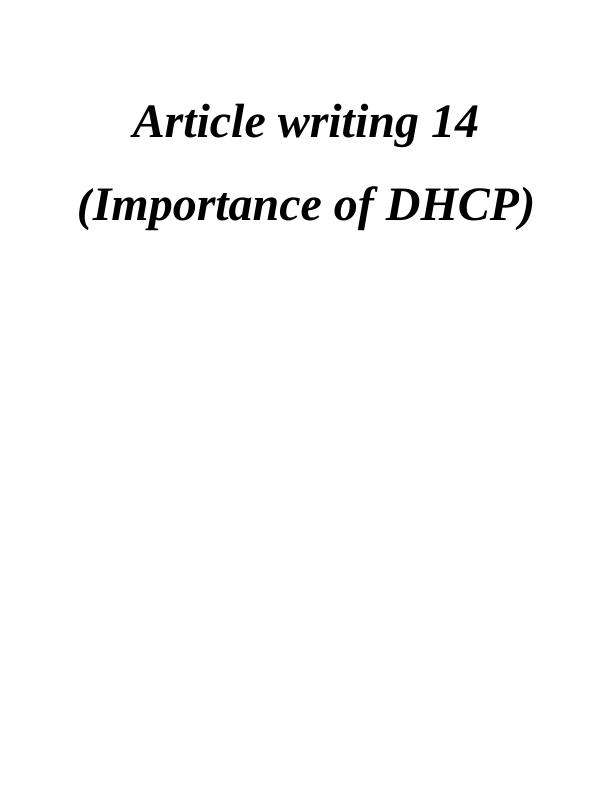 Importance of DHCP_1