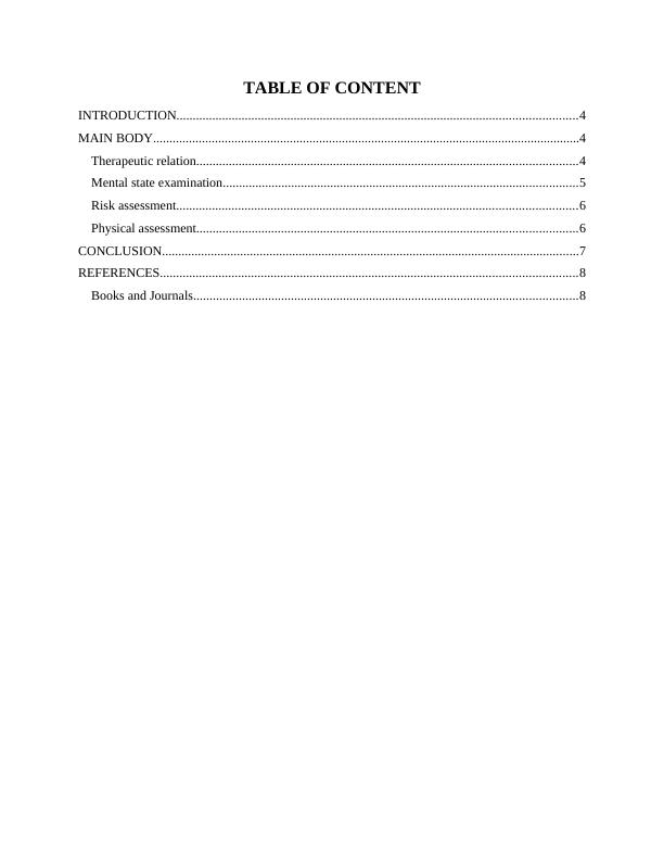 Importance Of Therapeutic Relation, Mental State Examination, Risk 