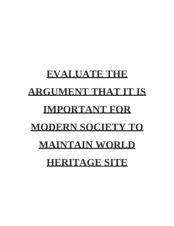 importance of world heritage sites essay