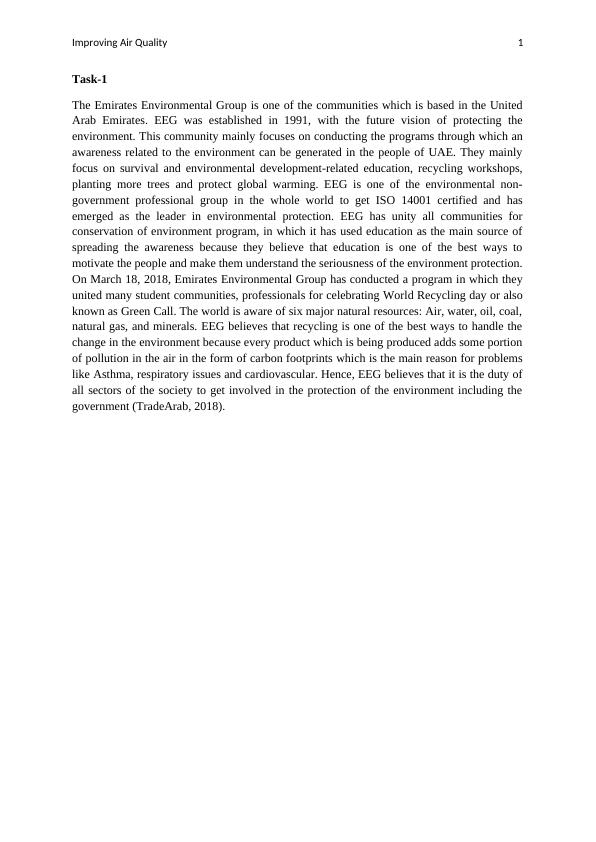 Improving Air Quality Desklib