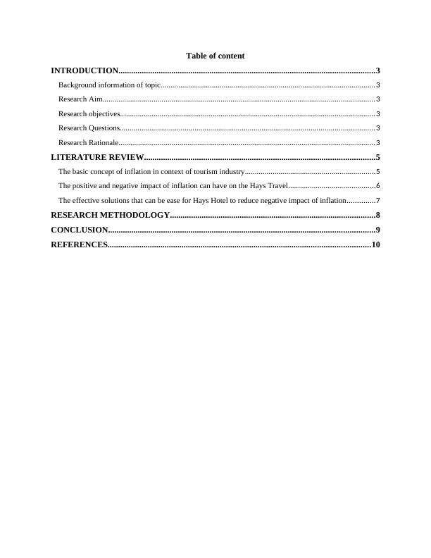 Impacts of Inflation on Tourism Industry: Solutions for Hays Travel