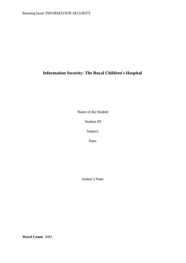 Information Security: The Royal Children's Hospital_1
