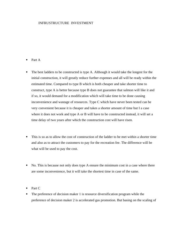 49021 Infrastructure Investment Analysis and Evaluation