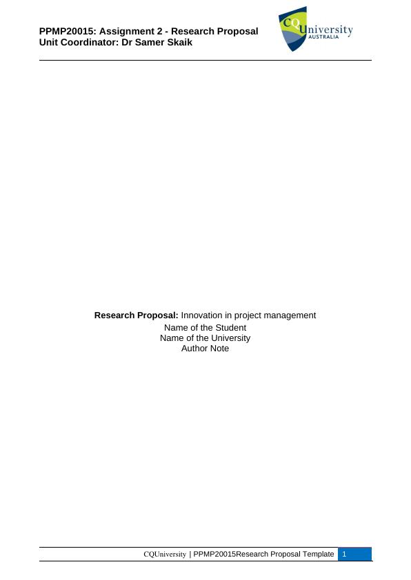 innovation management research proposal