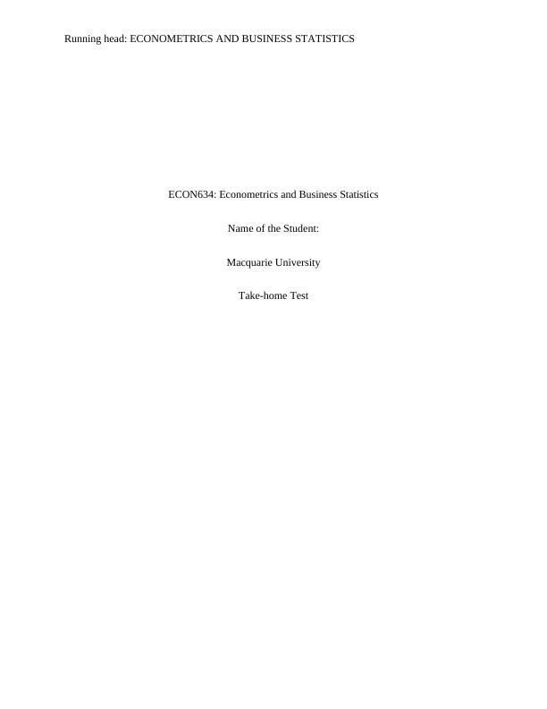 Econometrics and Business Statistics: Analysis of Interest Rates and Stock Prices_1