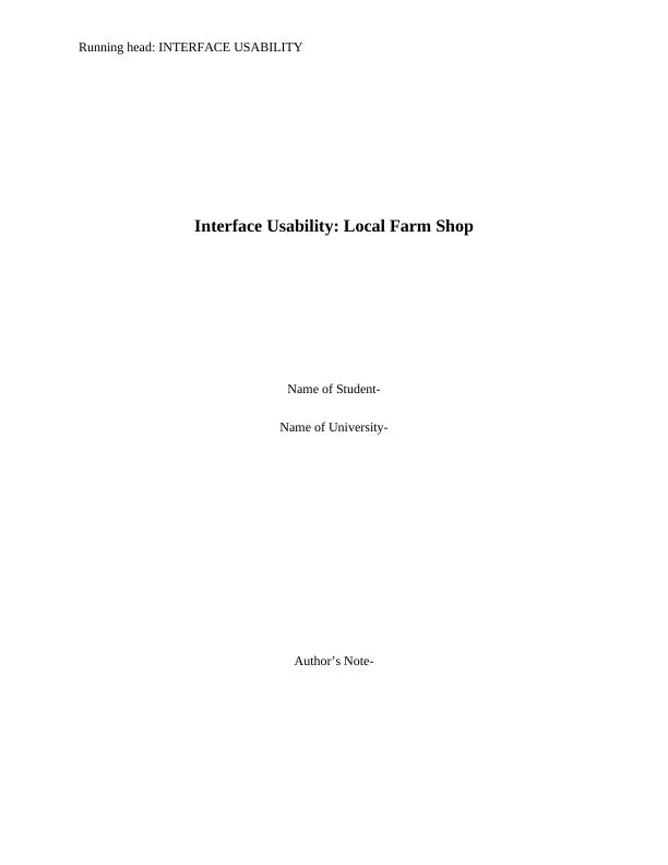 Interface Usability: Local Farm Shop_1