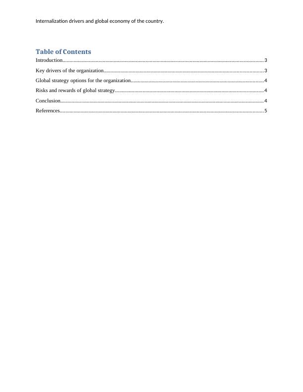 Internalization drivers and global strategy | Desklib