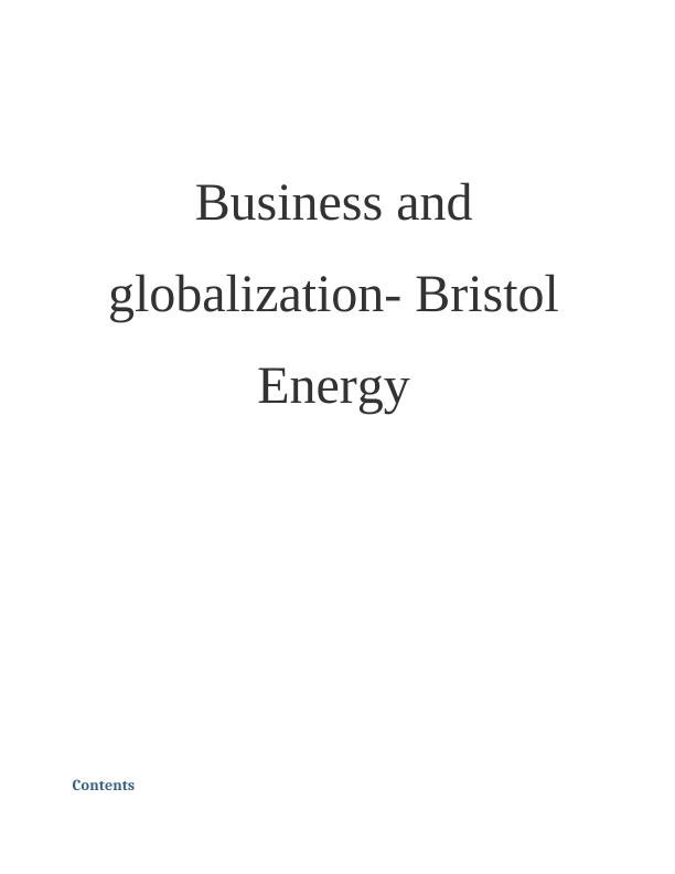 International Business and Globalization- Bristol Energy_1