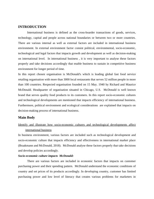 Impact of Socio-Economic Cultures and Technological Developments on International Business: A Case Study of McDonald's_3