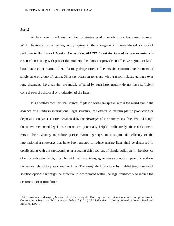 International Environmental Law: Efficacy of Existing Frameworks in Reducing Marine Litter_2