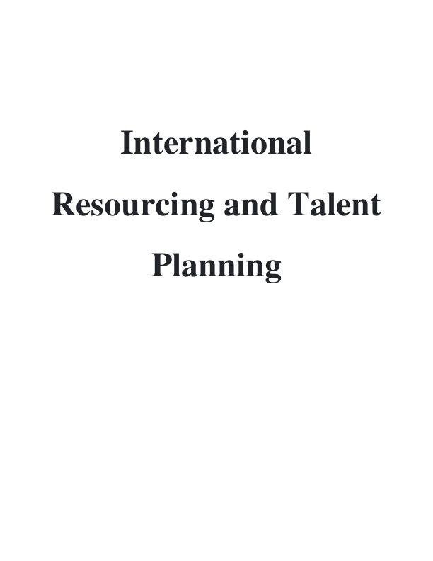 International Resourcing And Talent Planning For Marks And Spencer