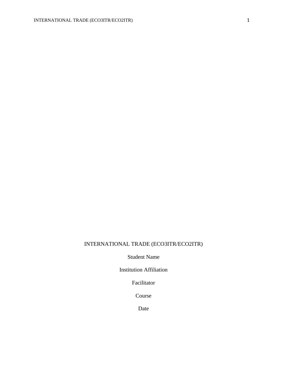 describe the key assumptions of the ricardian model of international trade