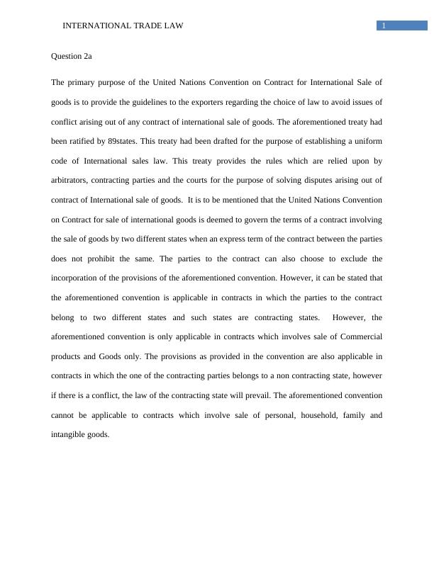 International Trade Law: United Nations Convention on Contract for International Sale of Goods_2