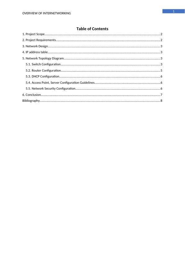 Overview of Internetworking: Network Requirement Analysis and Plan