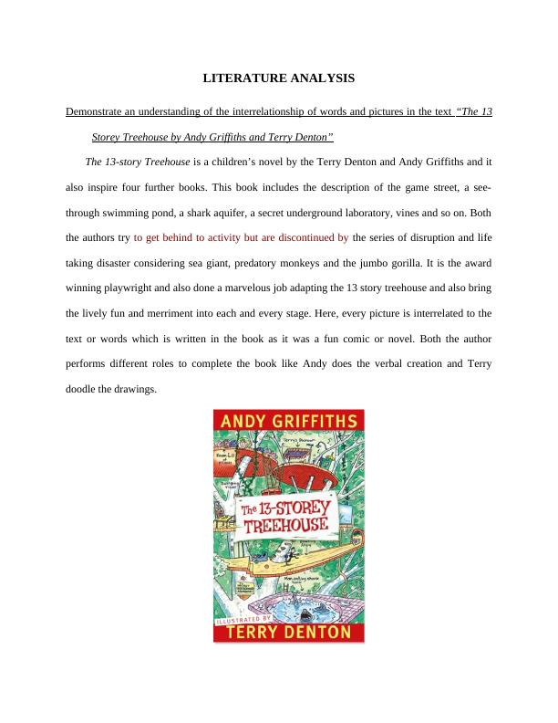 Interrelationship of Words and Pictures in The 13 Storey Treehouse