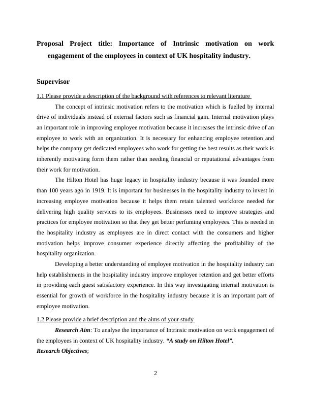 Importance of Intrinsic Motivation on Work Engagement in UK Hospitality Industry - A Study on Hilton Hotel_2