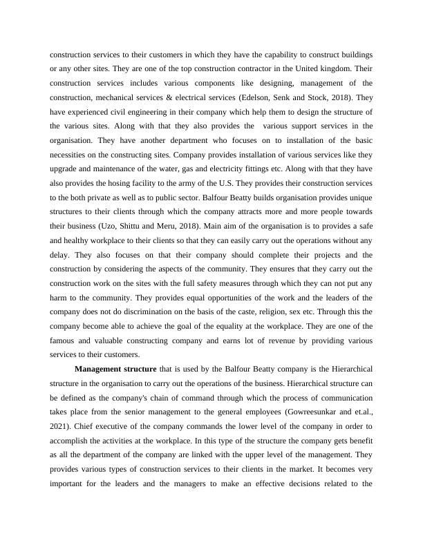 Introduction to Management Analysis of Balfour Beatty Company