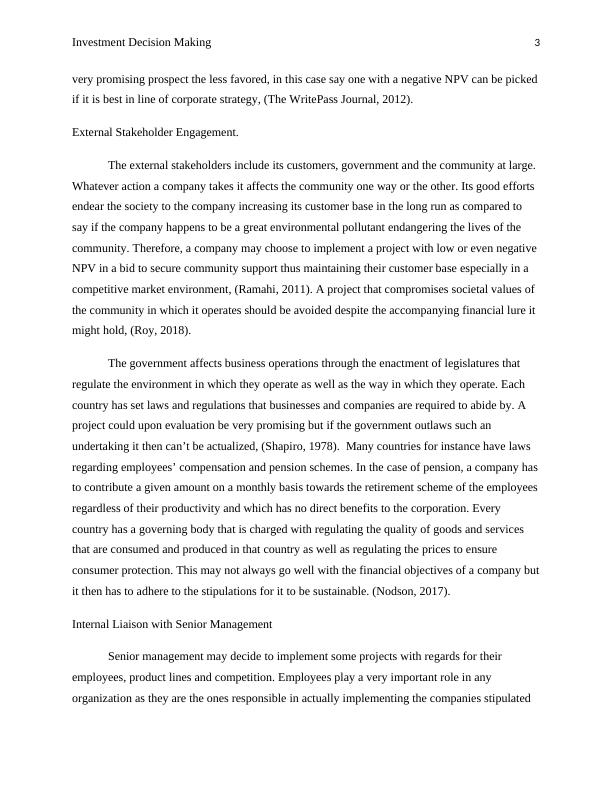 Challenges Facing Project Managers in Investment Decisions Desklib