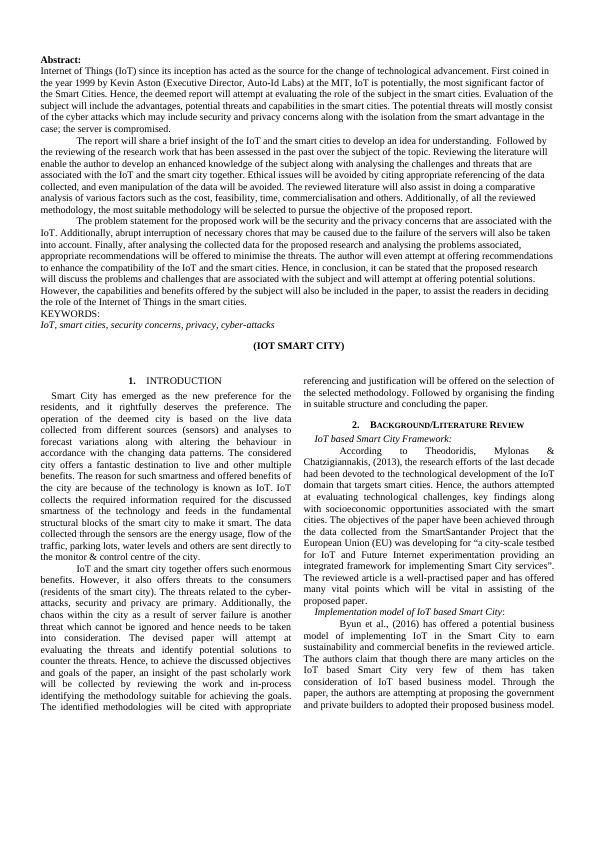 IoT Smart City: Role of IoT in Smart Cities - Desklib