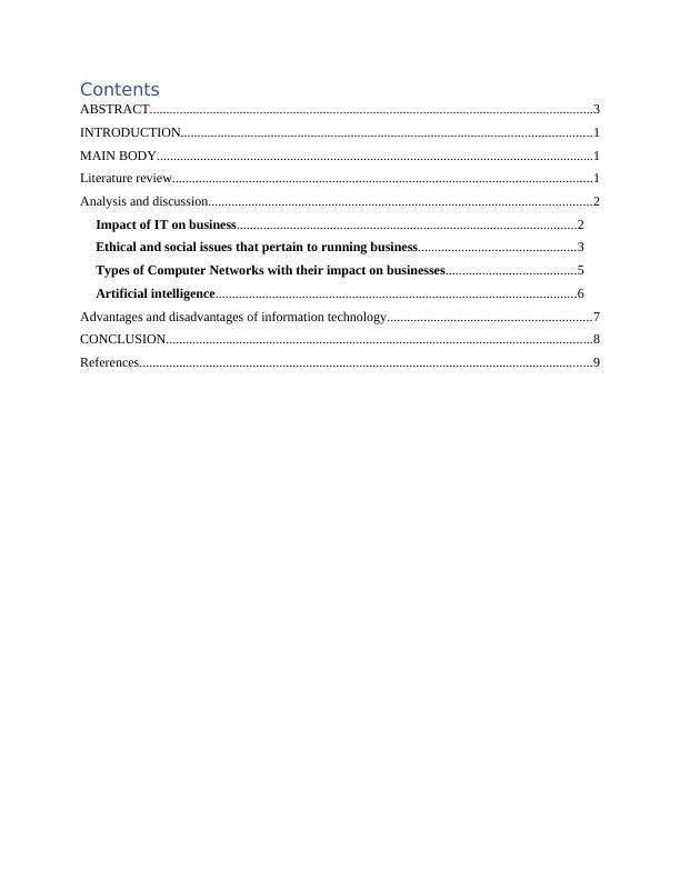 Impact of Information Technology on Business: Ethical and Social Issues, Computer Networks, and Artificial Intelligence_2