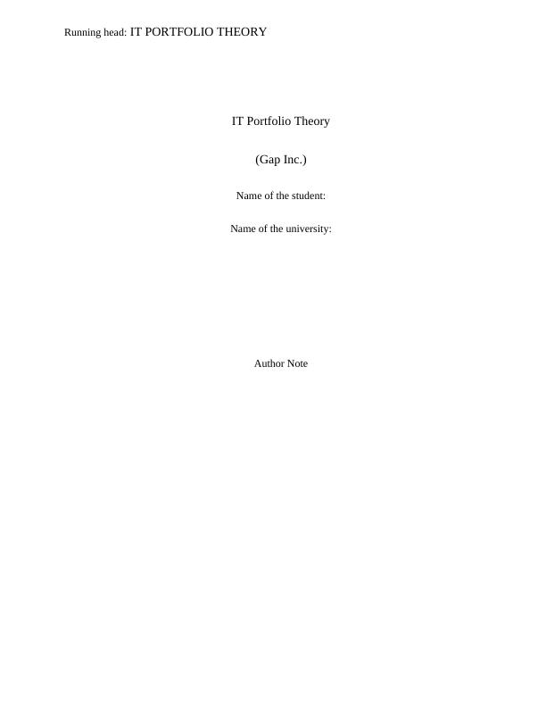 IT Portfolio Theory for Gap Inc. Desklib