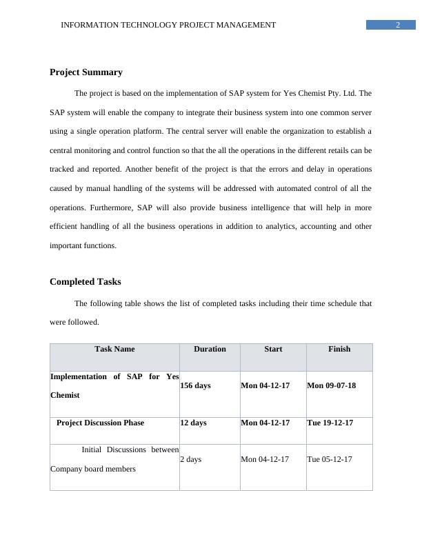 Information Technology Project Management: Project Status Report_3