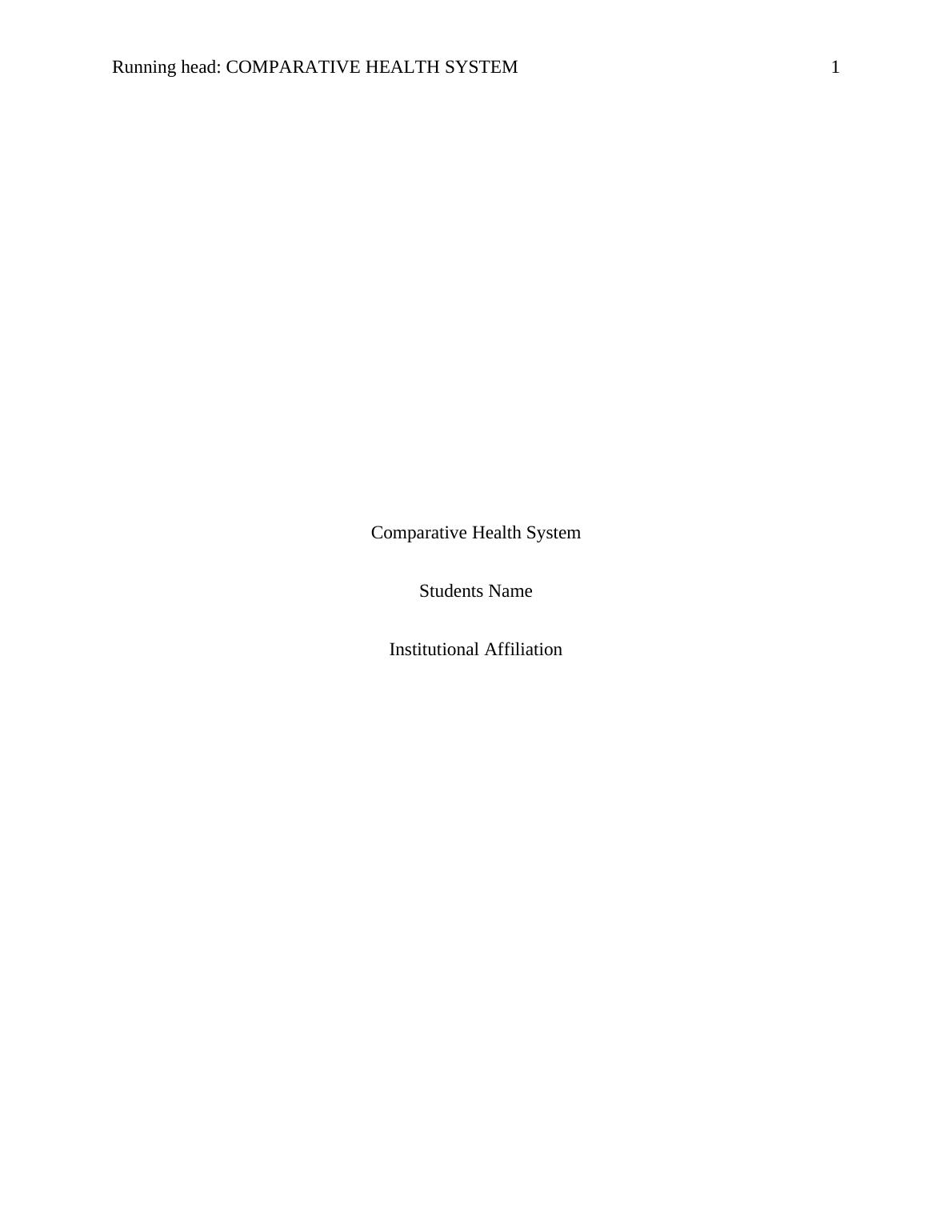 Comparative Health System in Italy: An Analysis of the Healthcare ...