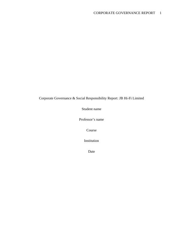 Corporate Governance & Social Responsibility Report: JB Hi-Fi Limited_1