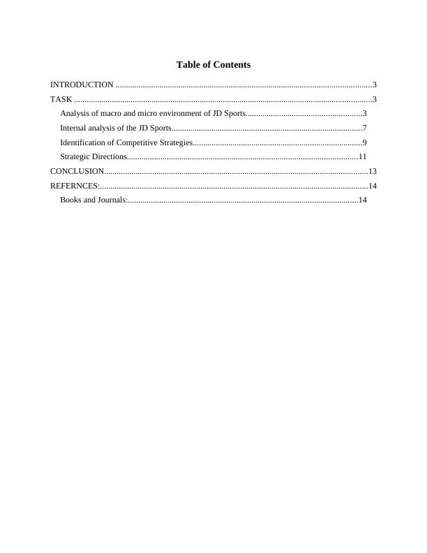 Analysis of Macro and Micro Environment of JD Sports | Desklib