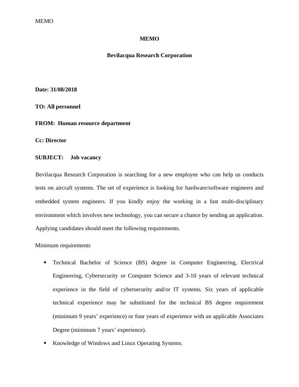 Job Vacancy for Computer Engineering Expertise at Bevilacqua Research Corporation_1