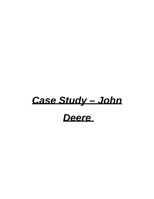Case Study John Deere Desklib