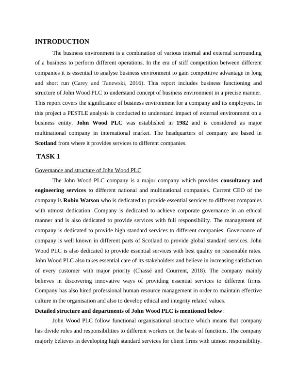 Business Environment Governance and PESTLE Analysis of John Wood PLC
