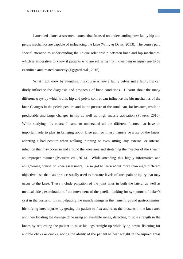 college essay about knee injury