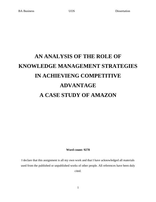 Role of Knowledge Management Strategies in Achieving Competitive Advantage: A Case Study of Amazon_1