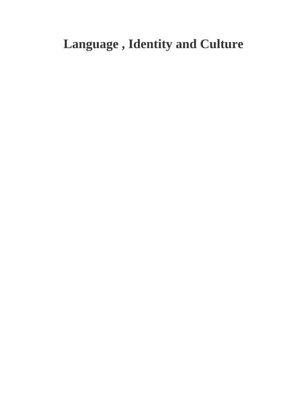 language culture and identity essay