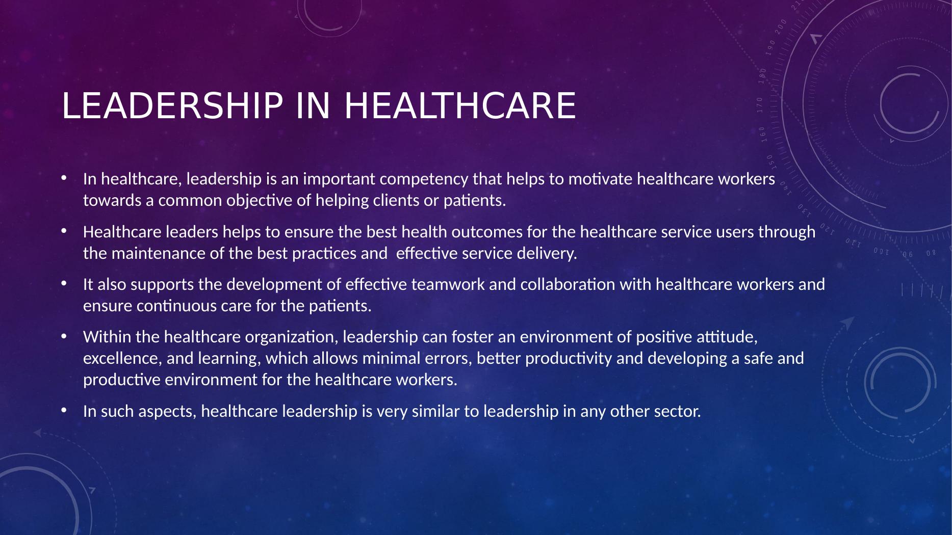 Leadership In Healthcare And Other Sectors - Desklib