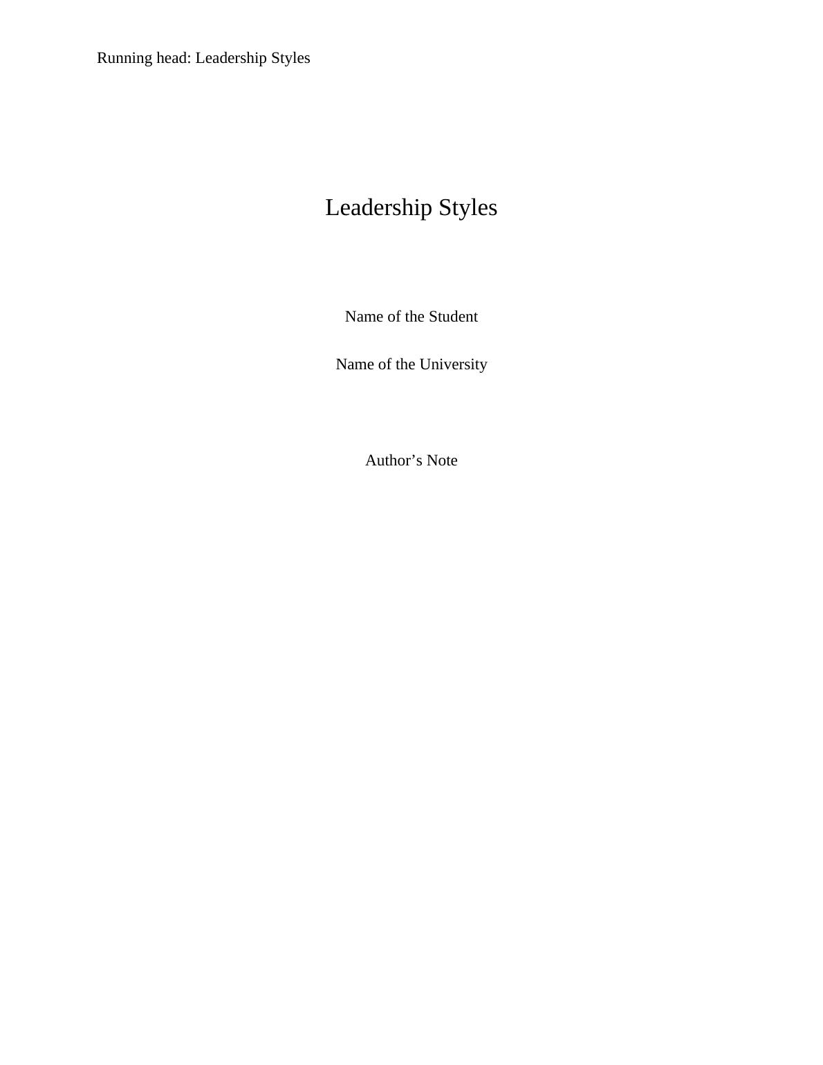 leadership styles research