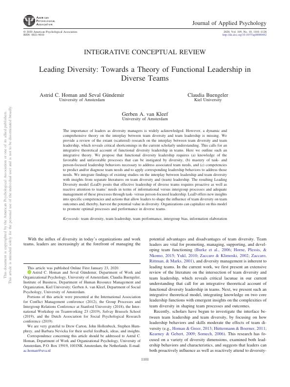 Towards a Theory of Functional Leadership in Diverse Teams: A Conceptual Review_1