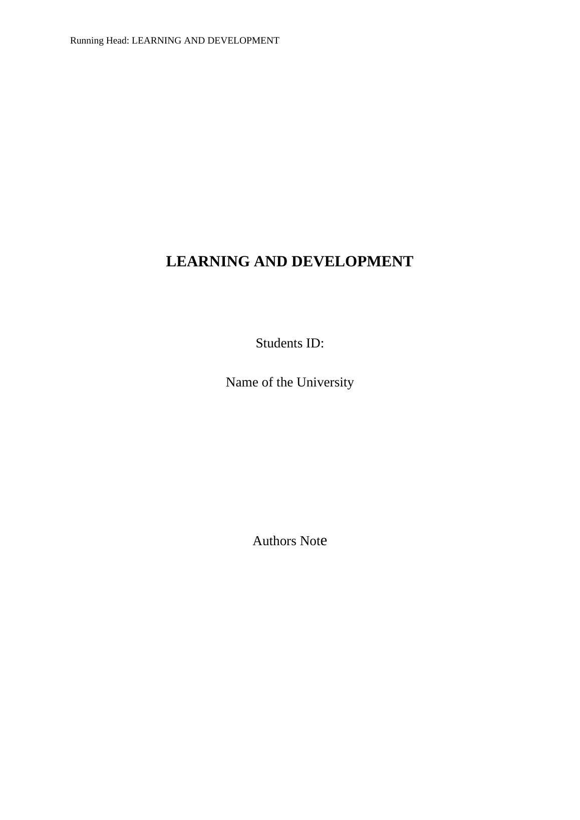 Learning and Development: Ownership Structures and L&D Policies | Desklib