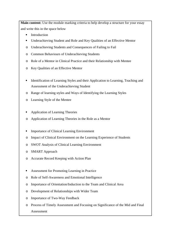 Learning, Teaching and Assessment in Practice - Essay Plan_2