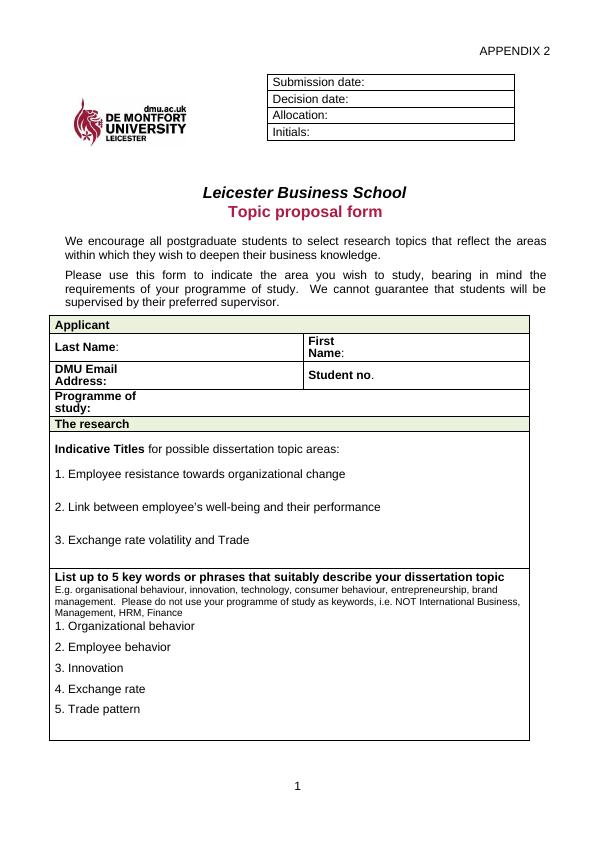 Topic Proposal Form for Leicester Business School Dissertation_1