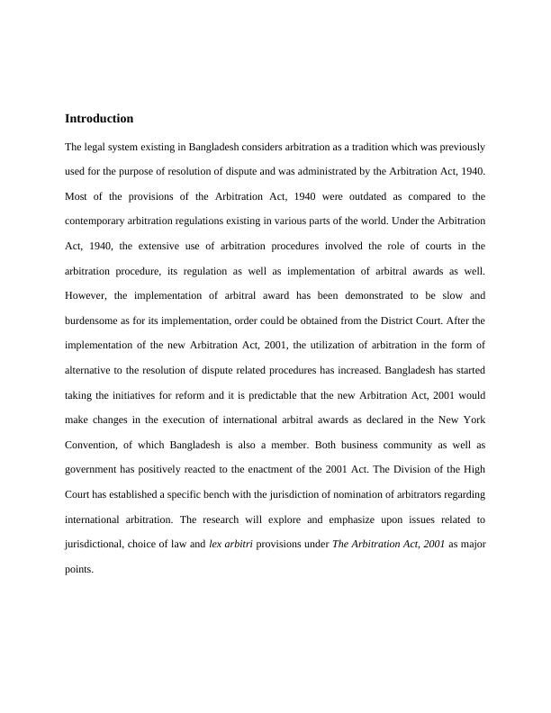 Arbitration Act, 2001: Limitations of International Commercial Arbitration in Bangladesh_3