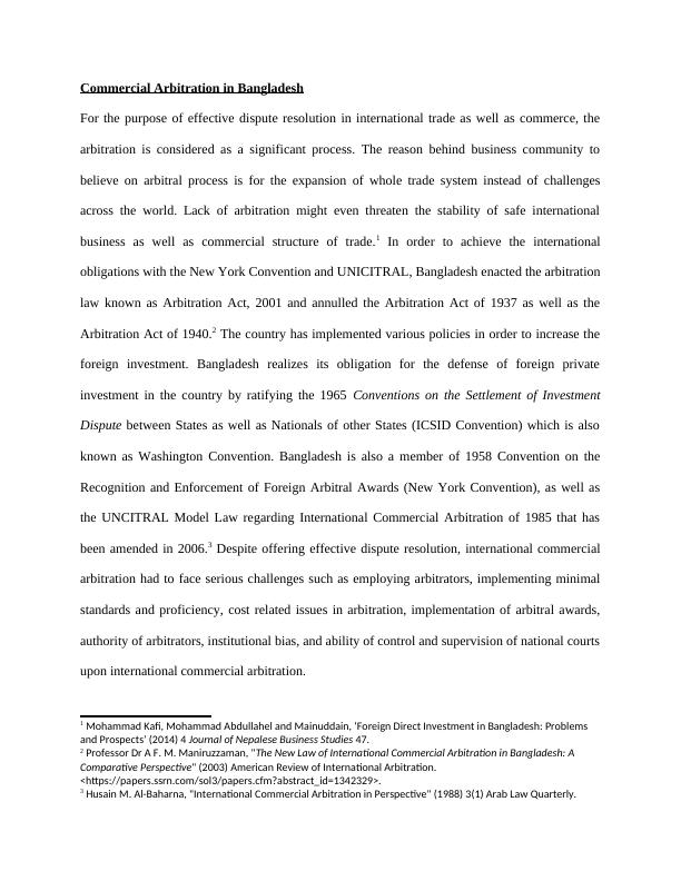 Arbitration Act, 2001: Limitations of International Commercial Arbitration in Bangladesh_4