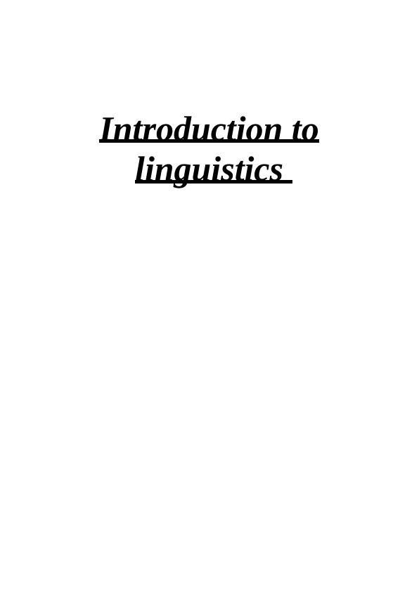 introduction to linguistics essay