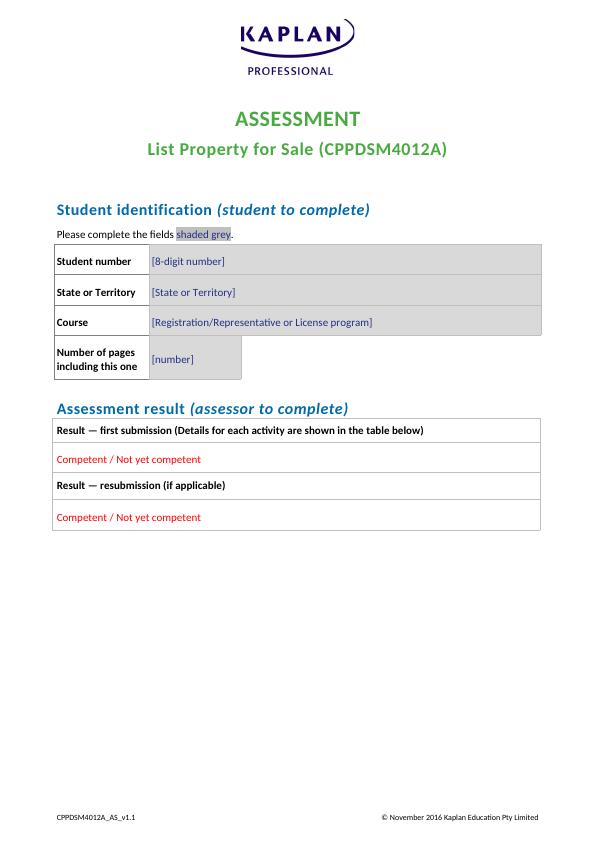 List Property for Sale (CPPDSM4012A) Assessment_1