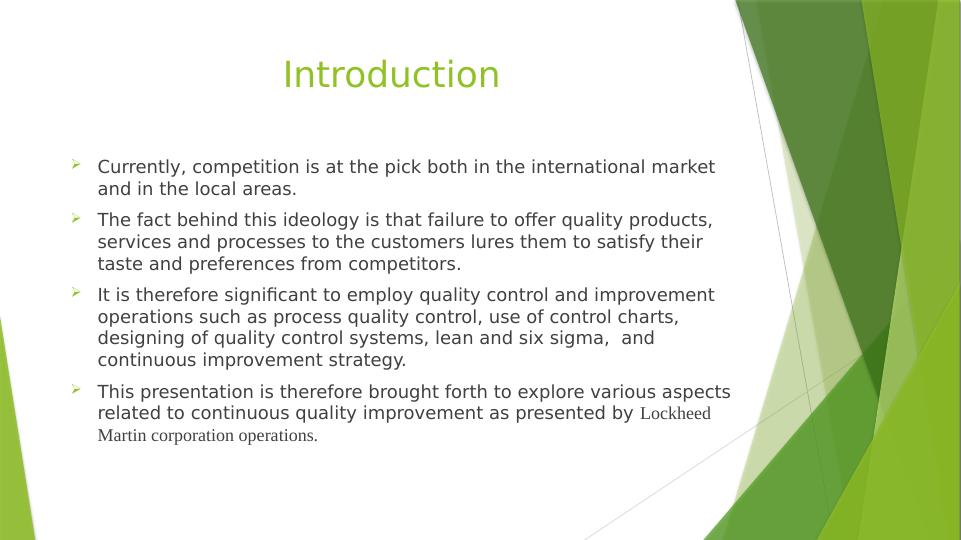 Quality Control and Improvement at Lockheed Martin Desklib