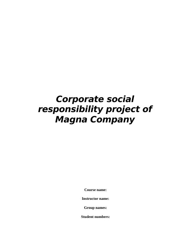 Corporate Social Responsibility Project of Magna Company_1