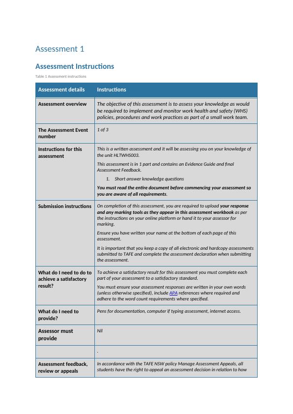 Maintain Work Health and Safety - Assessment 1 - CHC50113 Diploma of Early Childhood Education and Care_3